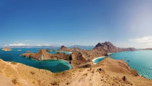 Panoramic view over the bays of Padar Island, Komodo National Park