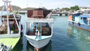 A typical day-trip tour boat used around Komodo National Park