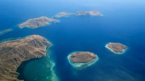 Aerial view of the northern coast of Komodo Island