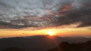 Sunrise over the crater rim at Kelimutu National Park, Flores